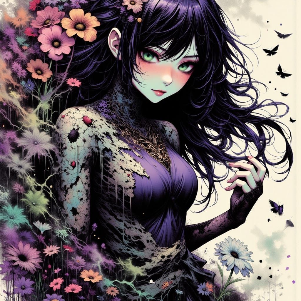 Exhausted Bio-Mecha Warrior in 80s Anime Style