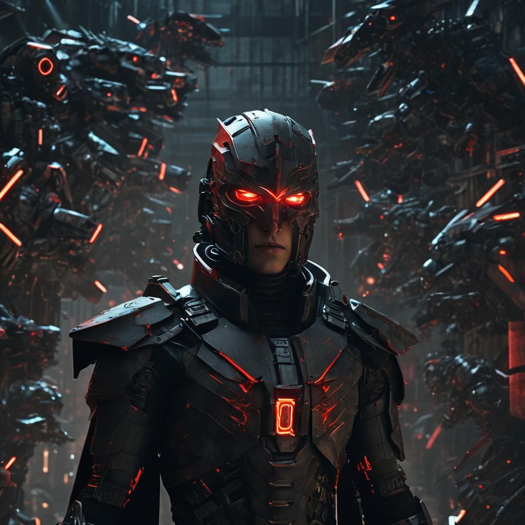 Dystopian Iron Warlord Dominates a Mechanical Army