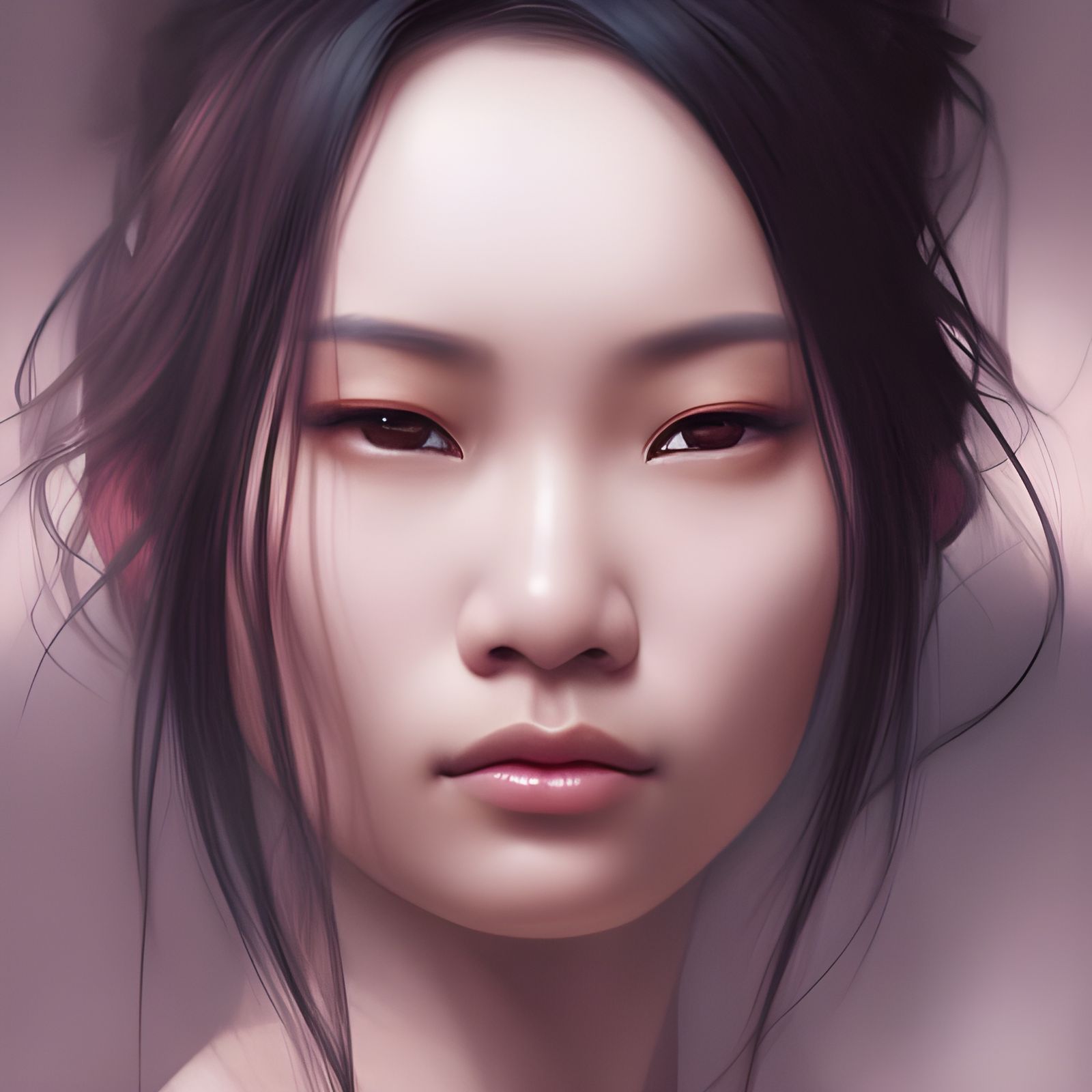 Beautiful Asian Woman Portrait in Hyperdetailed Style