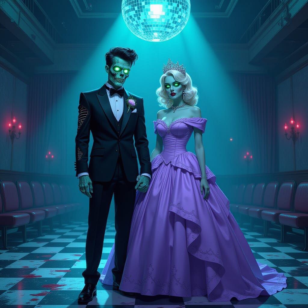 Zombie Prom King and Queen Digital Painting