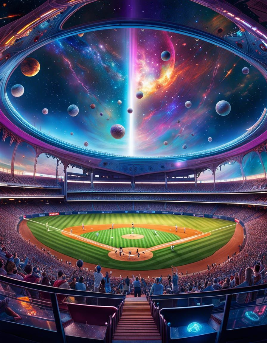 Galactic Baseball Field with Alien Fans