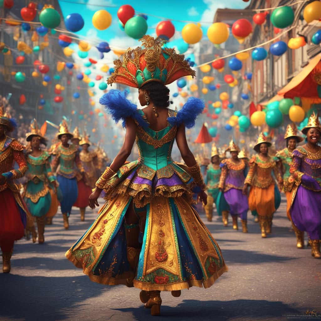 Carnival Outfit: Detailed Matte Painting in Deep Color