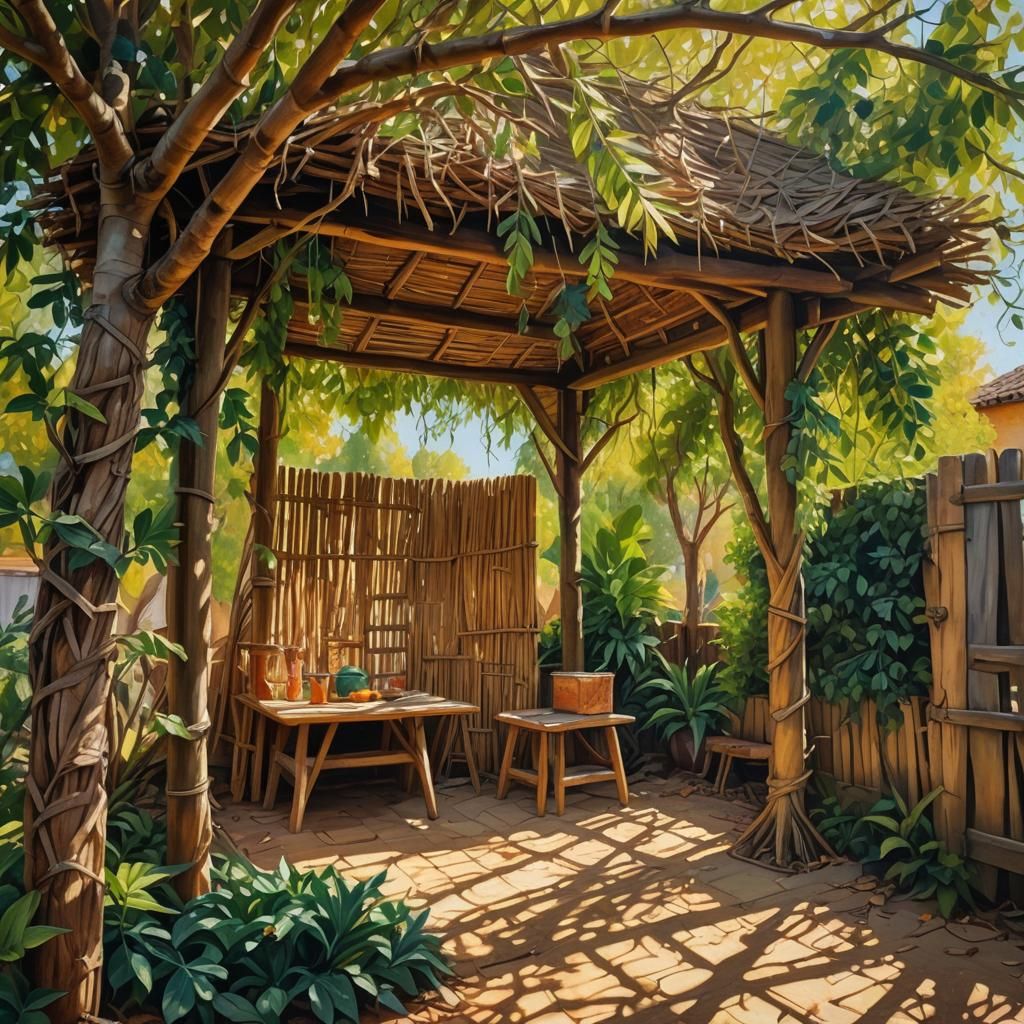 Lush Sukkah: A Surreal Still Life Oil Painting