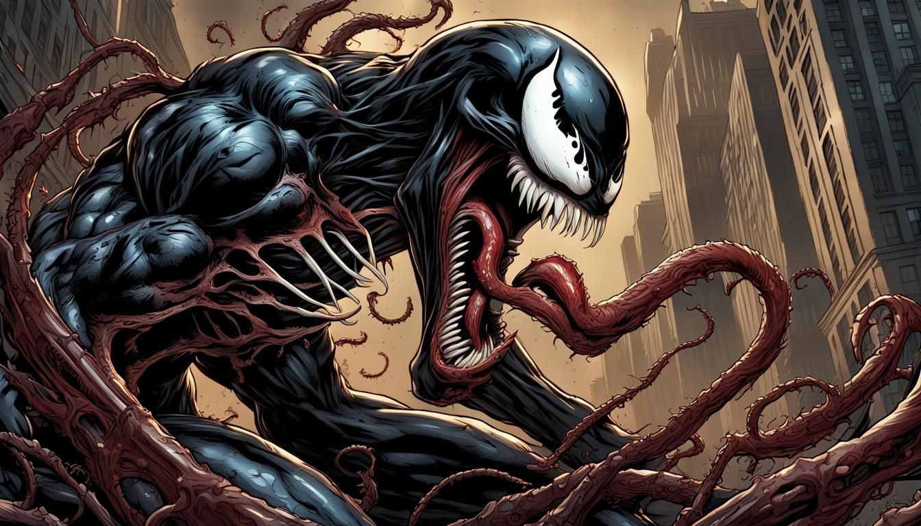 Horrific Alien Venom Creature in Comic Book Art