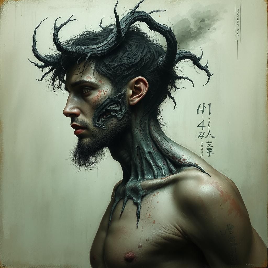 Anatomical Man in Dark Fantasy Style