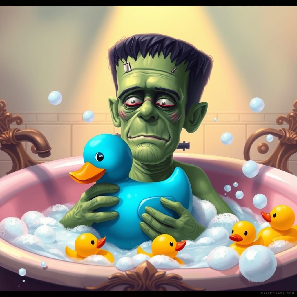 Frankenstein's Whimsical Bubble Bath