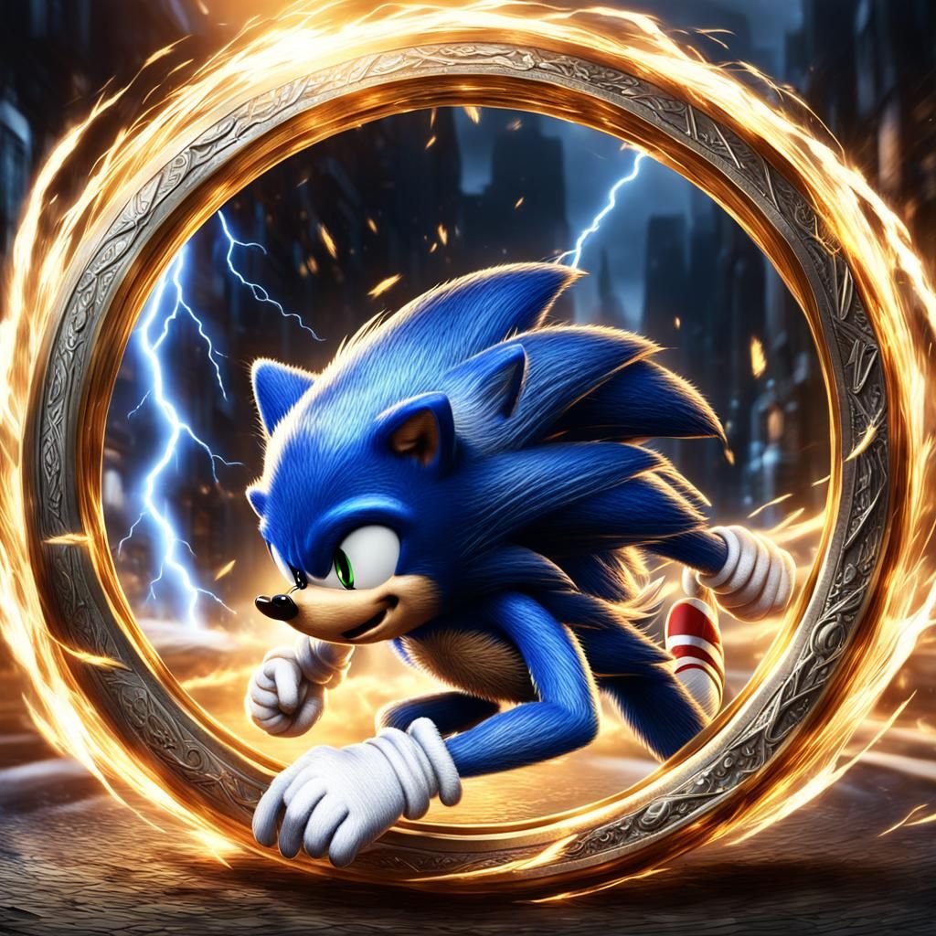 Hyper-Realistic Sonic Runs Through Golden Ring