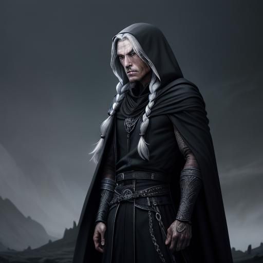 Drow Male with Braided Hair in Digital Painting