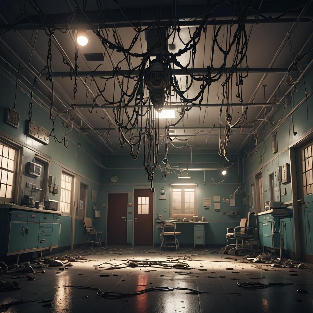 Creepy Hospital at Night: Detailed Matte Painting