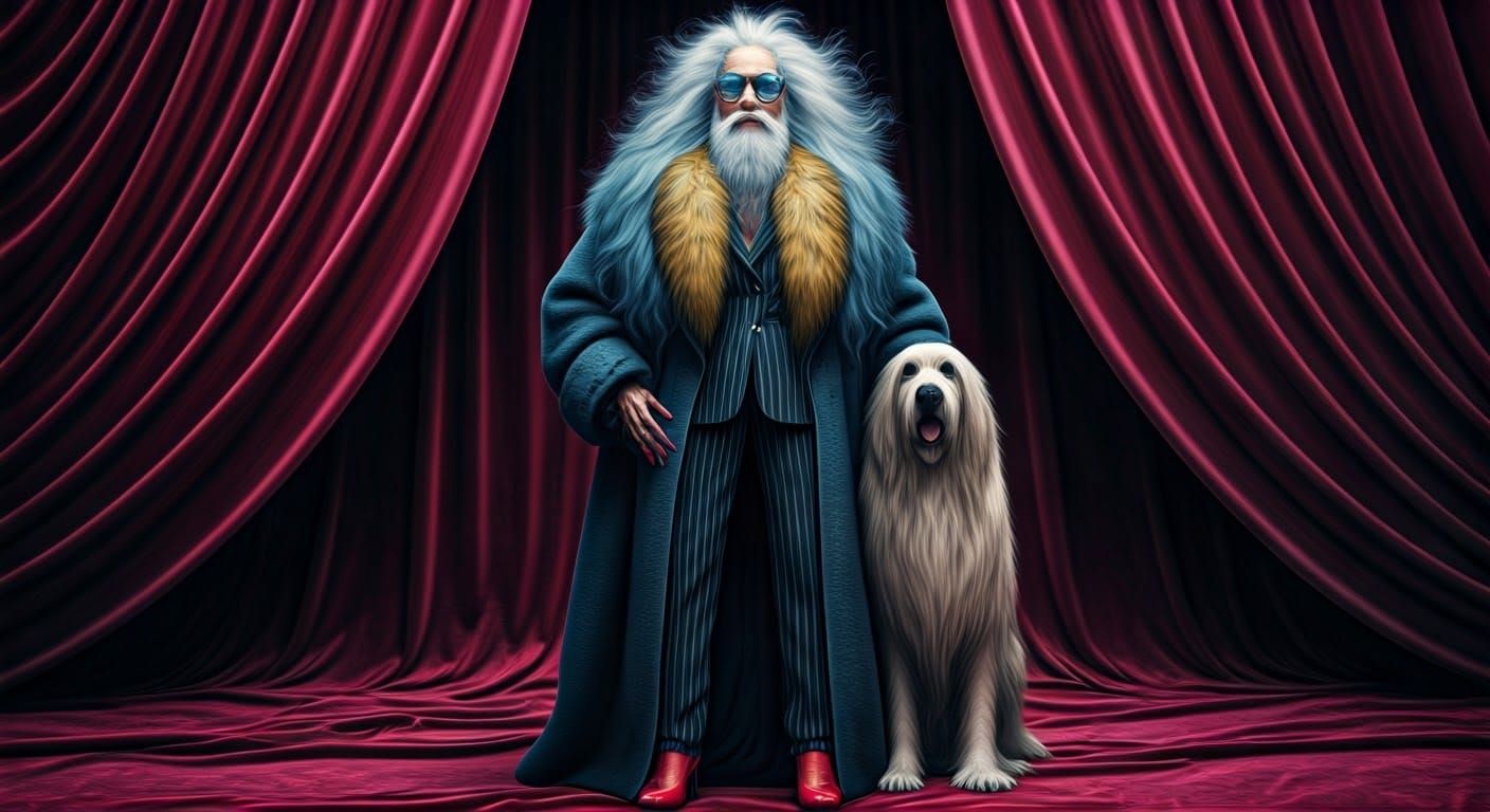 Eccentric Woman with Dog in Dark Fantasy Concept Art