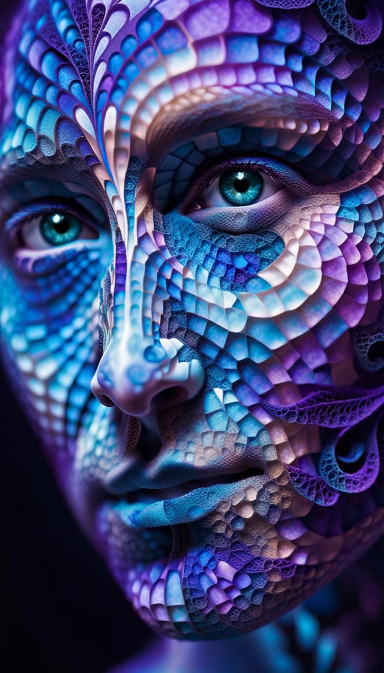 Fractal Human Face in Surrealist Style