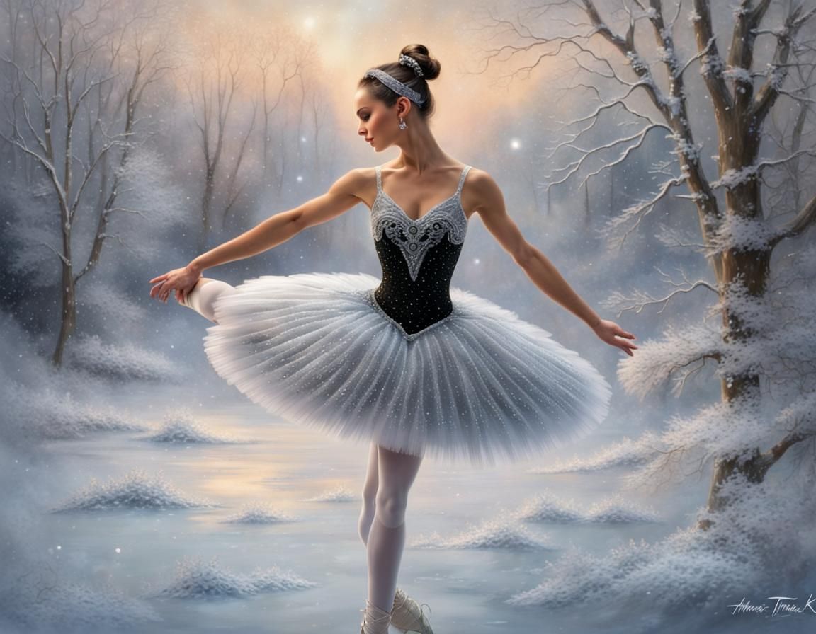 Ice Skater in Diamond Embroidered Dress, Fantasy Art
