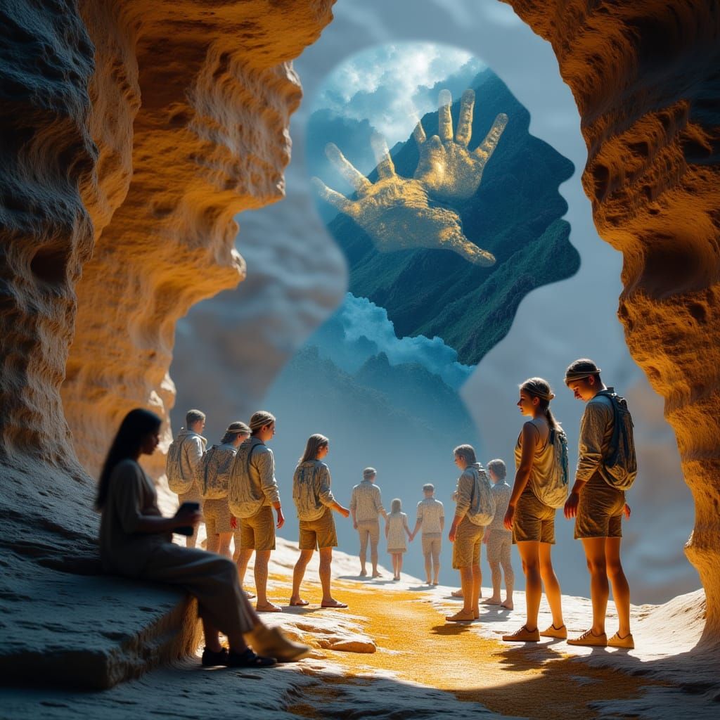 Ancient Ancestors Celebrate in Hyperrealistic Surrealist Dre...