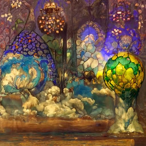 Abstract Fractal Dreamscape in Stained Glass Style