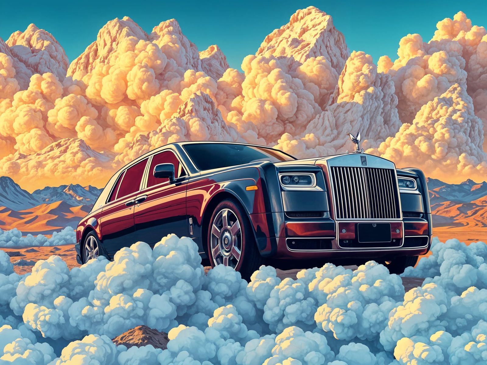 Rolls-Royce Phantom in Psychedelic Comic Art Style