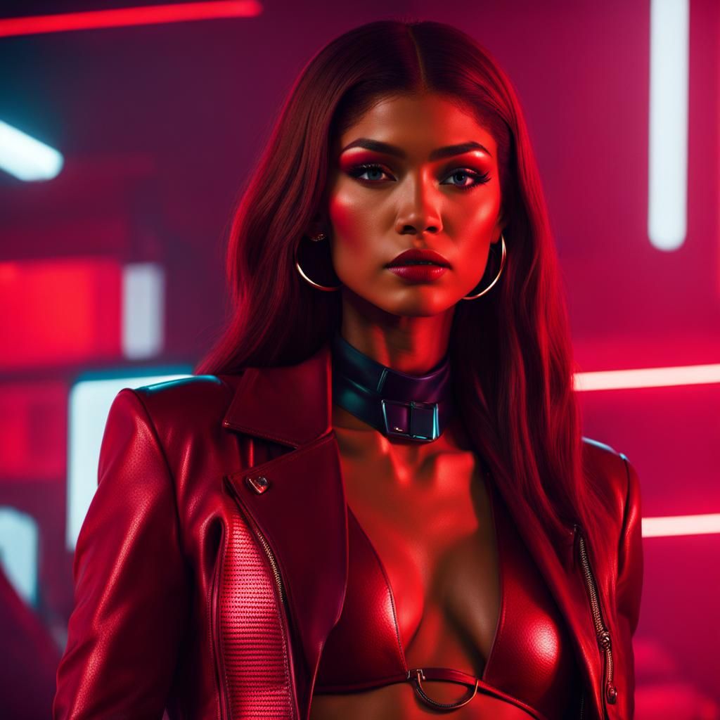 Zendaya in Cyberpunk Neon Bikini
