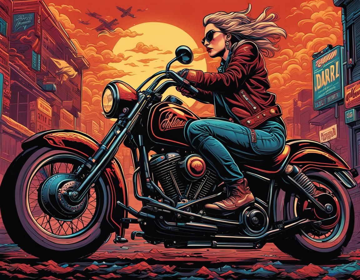 Pop Art Biker Chick Calendar in Warhol Style