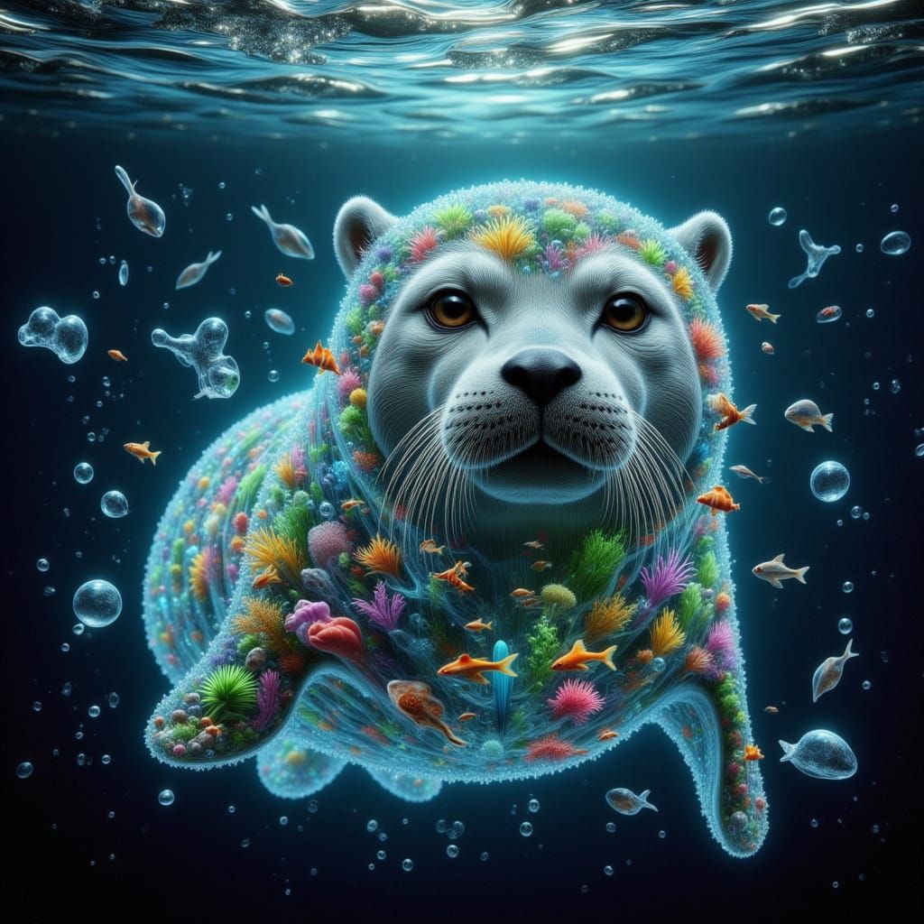 Leopard Seal in Iridescent Oceanic Light