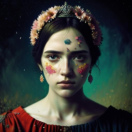 Fractured Portrait in Pointillism Style