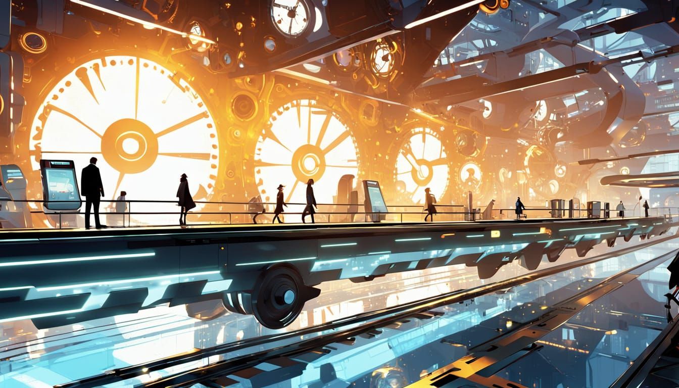 Futuristic Railway Station in Cartoon Style