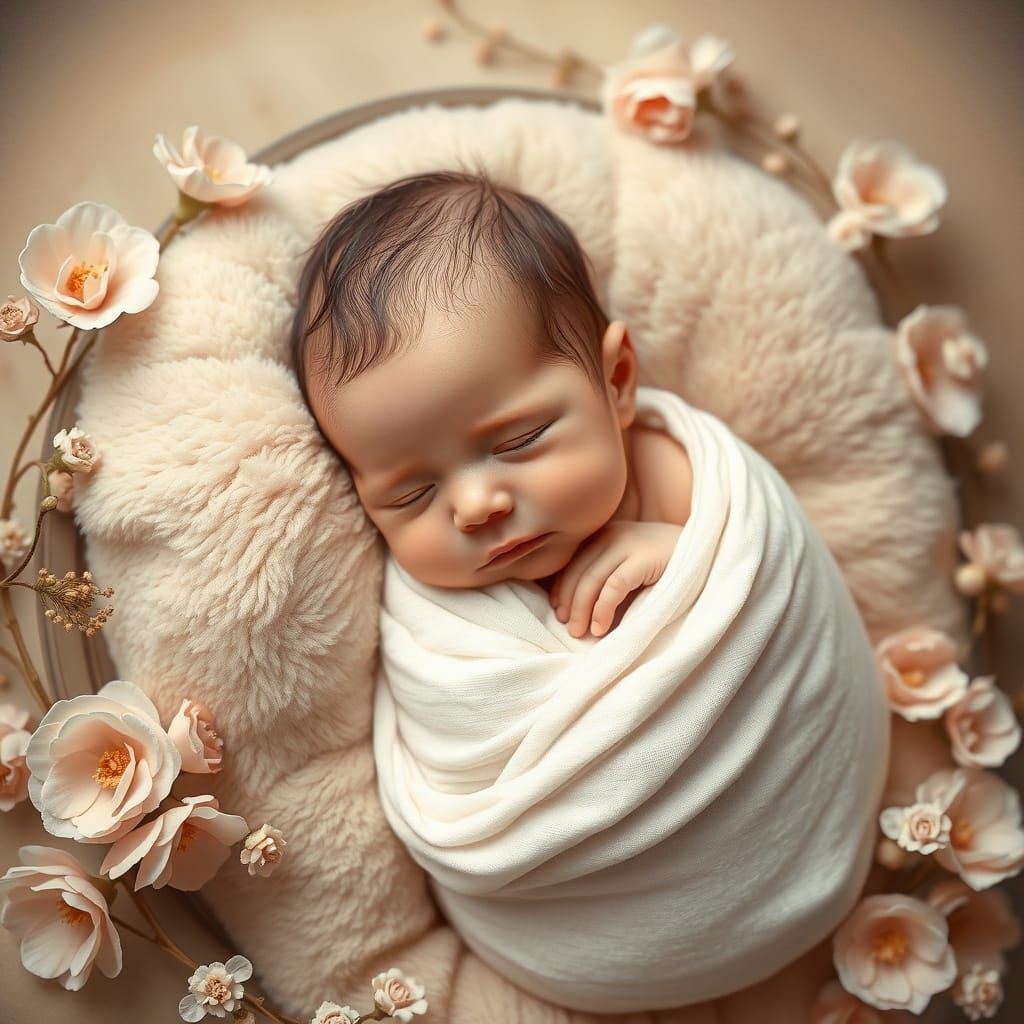 Dreamlike Newborn Baby in Soft Pastel Hues
