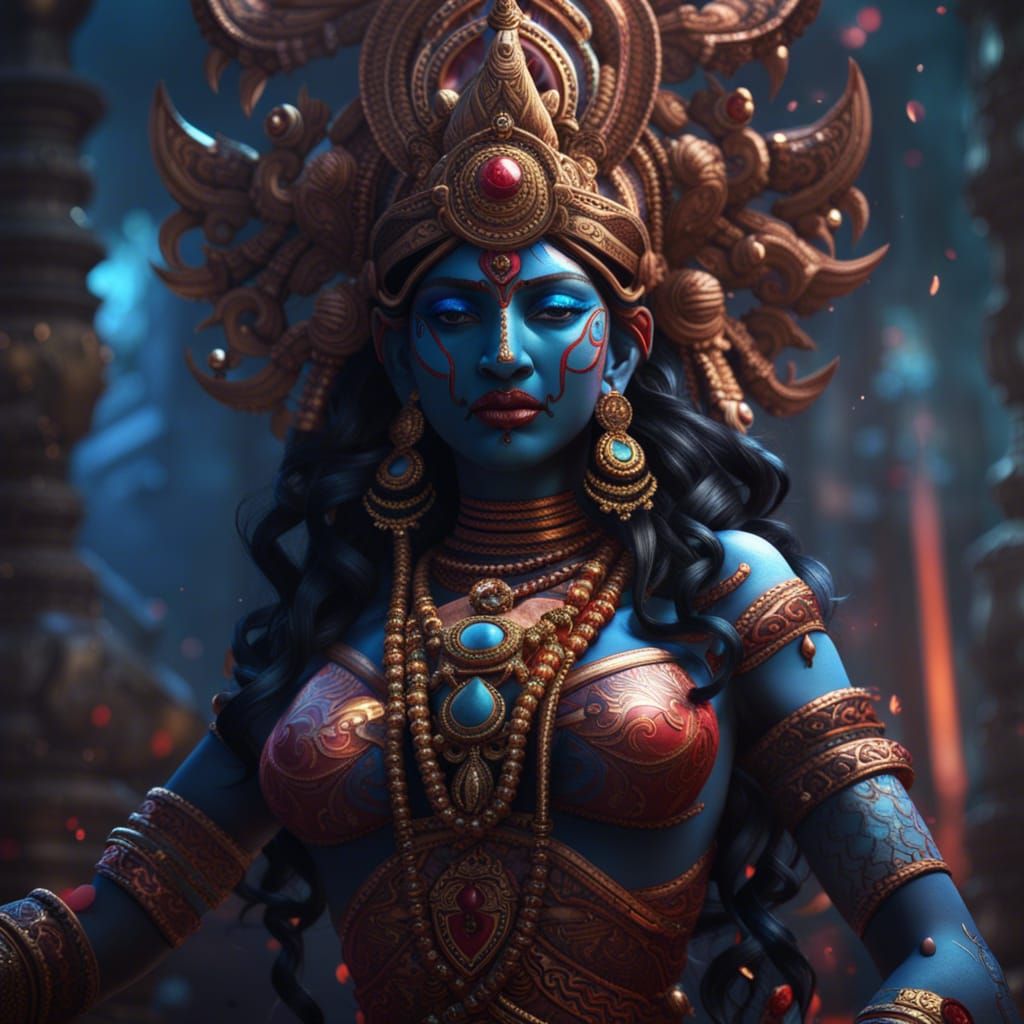 Kali: Hindu Goddess in Detailed Matte Painting