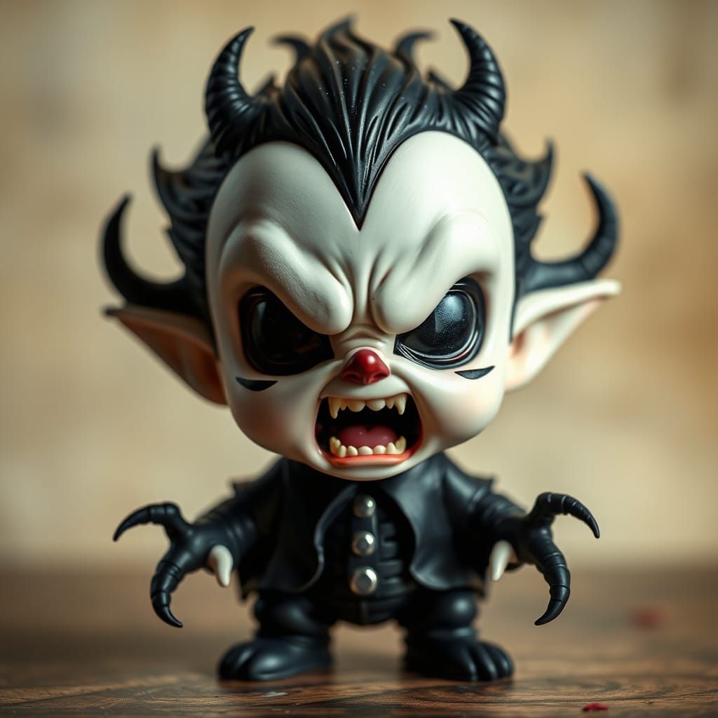 Screaming Chibi Figurine in Encaustic Style