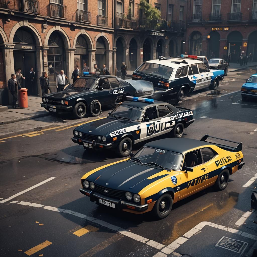 Ford Capri Police Car: Detailed Matte Painting