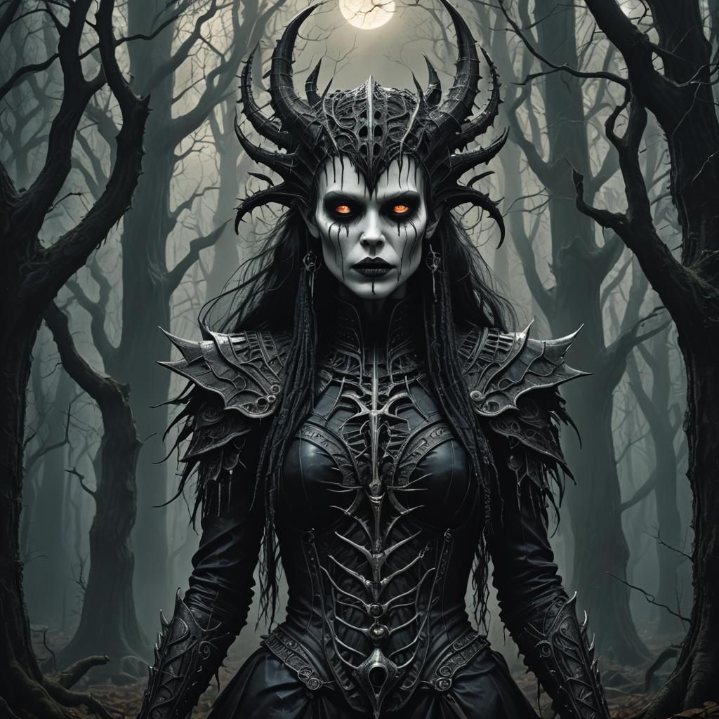 Gothic Vampire in Moonlit Forest, Dark Fantasy Art