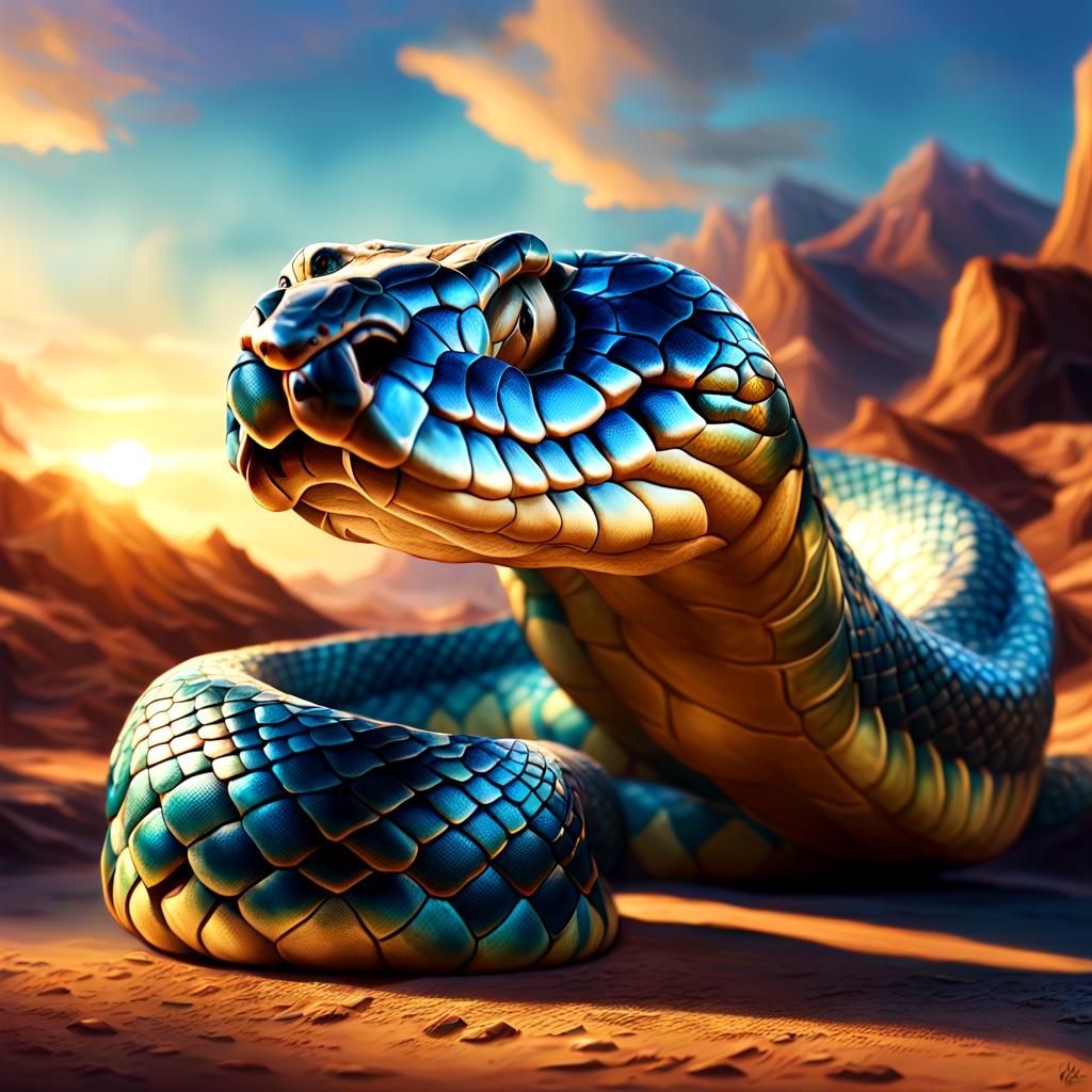 Giant Glass Snake in Hyperrealistic Concept Art