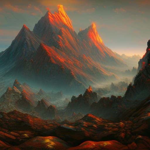 Fantastical Mountains in Detailed Digital Painting
