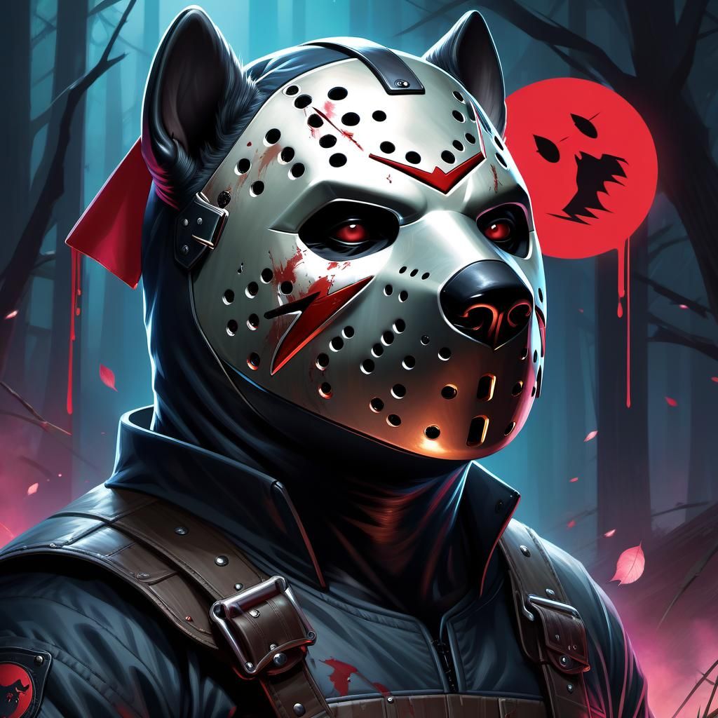 Kawaii Jason Voorhees in Colorful Fantasy Illustration
