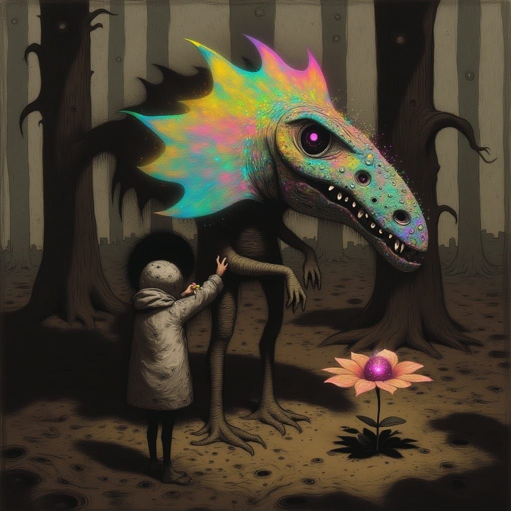 Fantasy Dinosaur in Ancient Forest Landscape