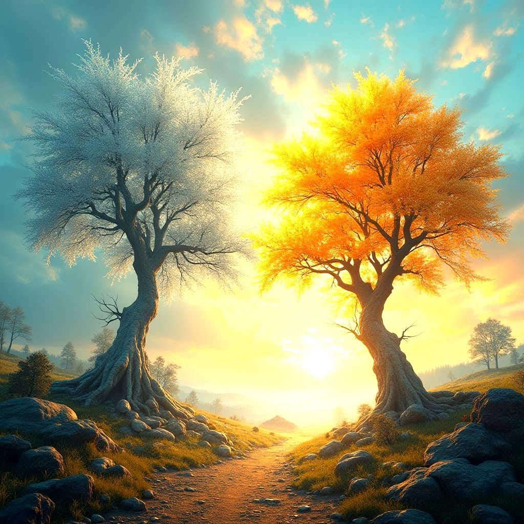 Two Trees of Valinor in Vibrant Splendor