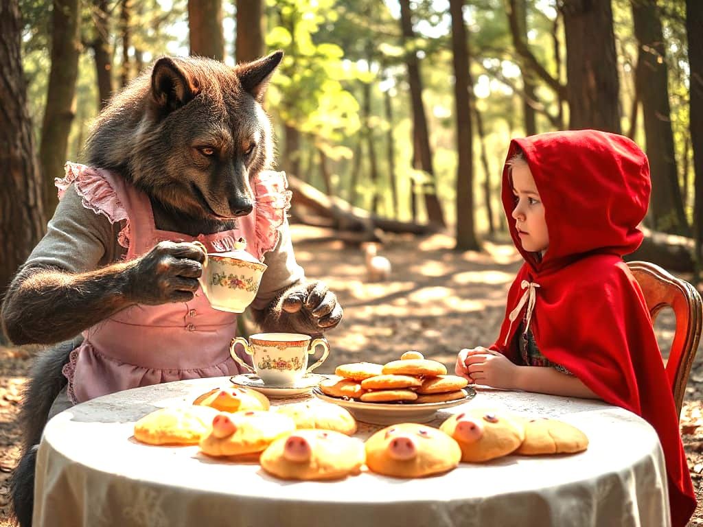 Big Bad Wolf Hosts Tea Party for Little Red Riding Hood