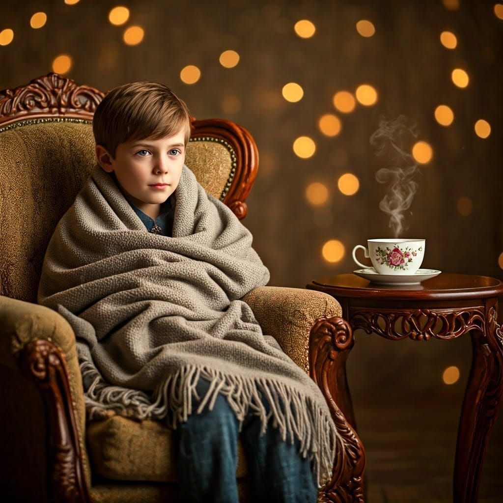 A Young Boy Finds Comfort in a Cozy Afternoon Scene