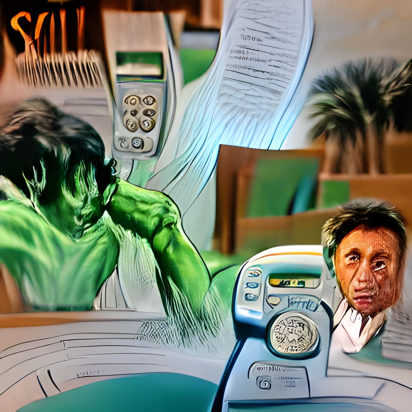 Incredible Hulk Transformation in Comic Book Style