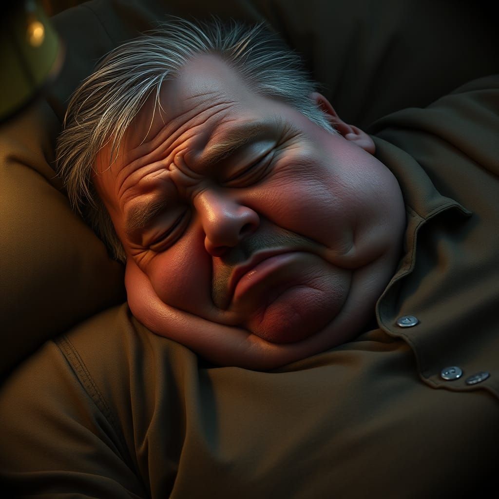 Inebriated Man Sleeping: Hyperrealistic Digital Art