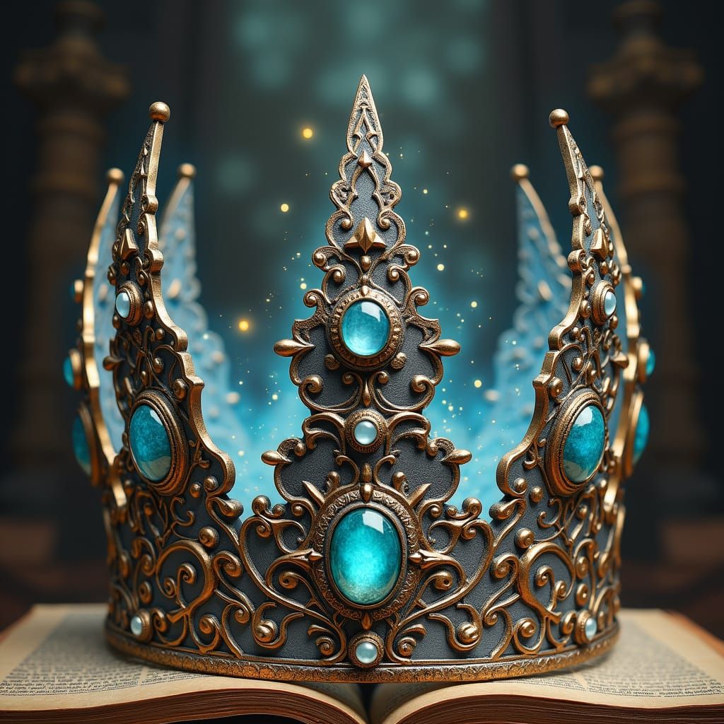 Ornate Sorcerer's Crown with Mystical Gemstones