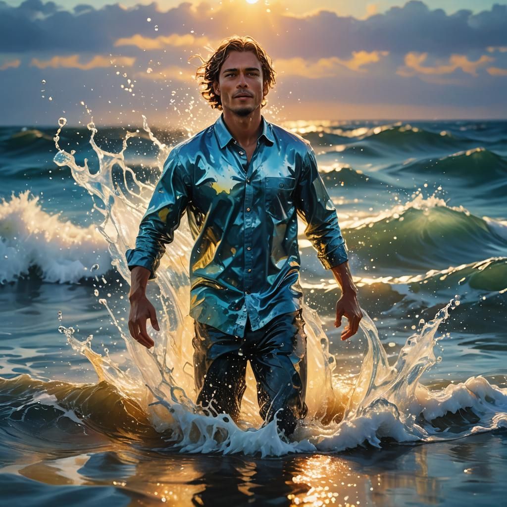 Serene Ocean Scene in Vibrant Triadic Colors