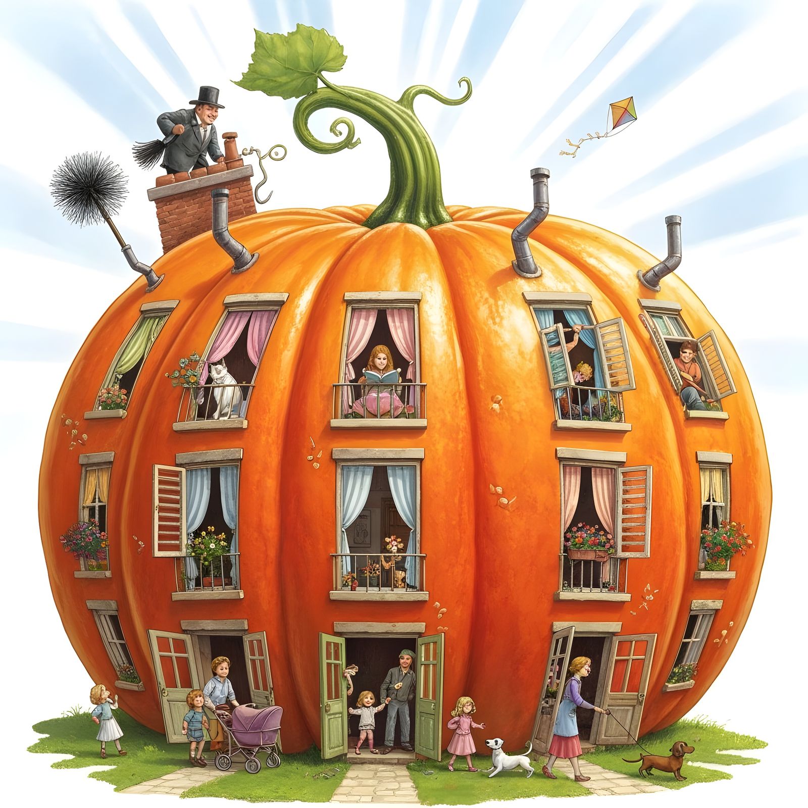 Fantasy Pumpkin Apartment Building in Bright Sunlight