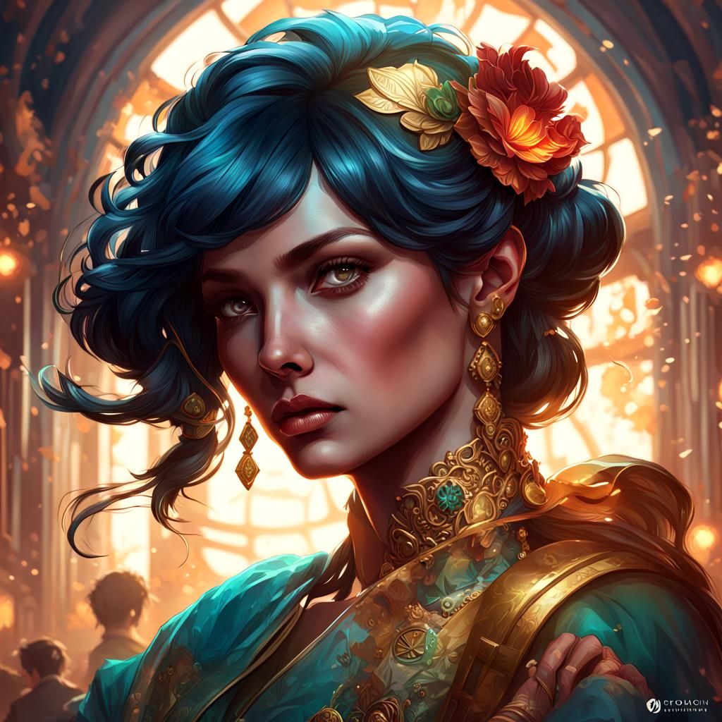 Lady Luck: Hyperdetailed Portrait in Art Nouveau Style