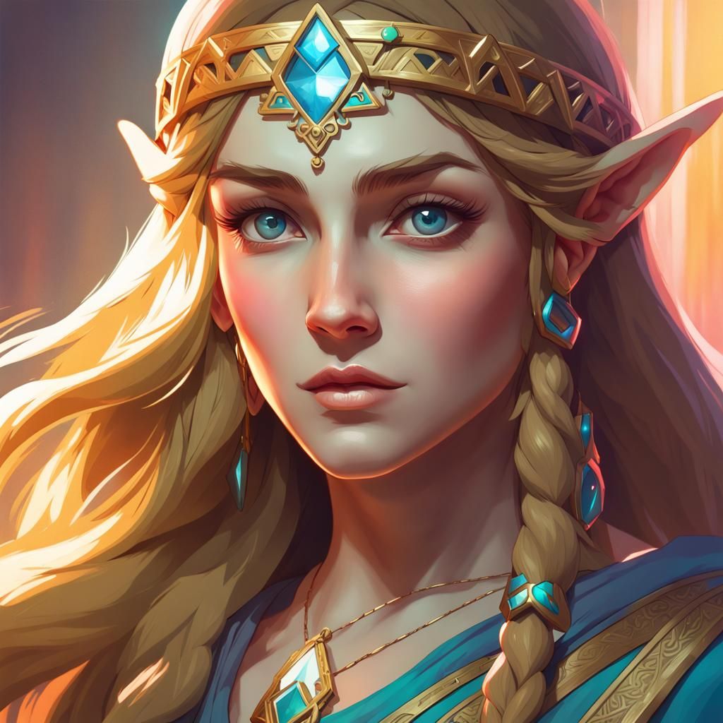 Zelda as Goddess: Hyperdetailed Art Nouveau Portrait