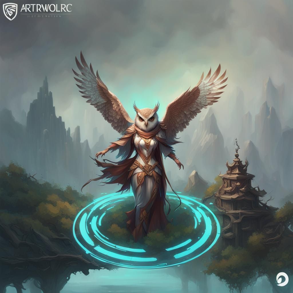 Detailed Owl-Woman Portrait in Digital Art Style