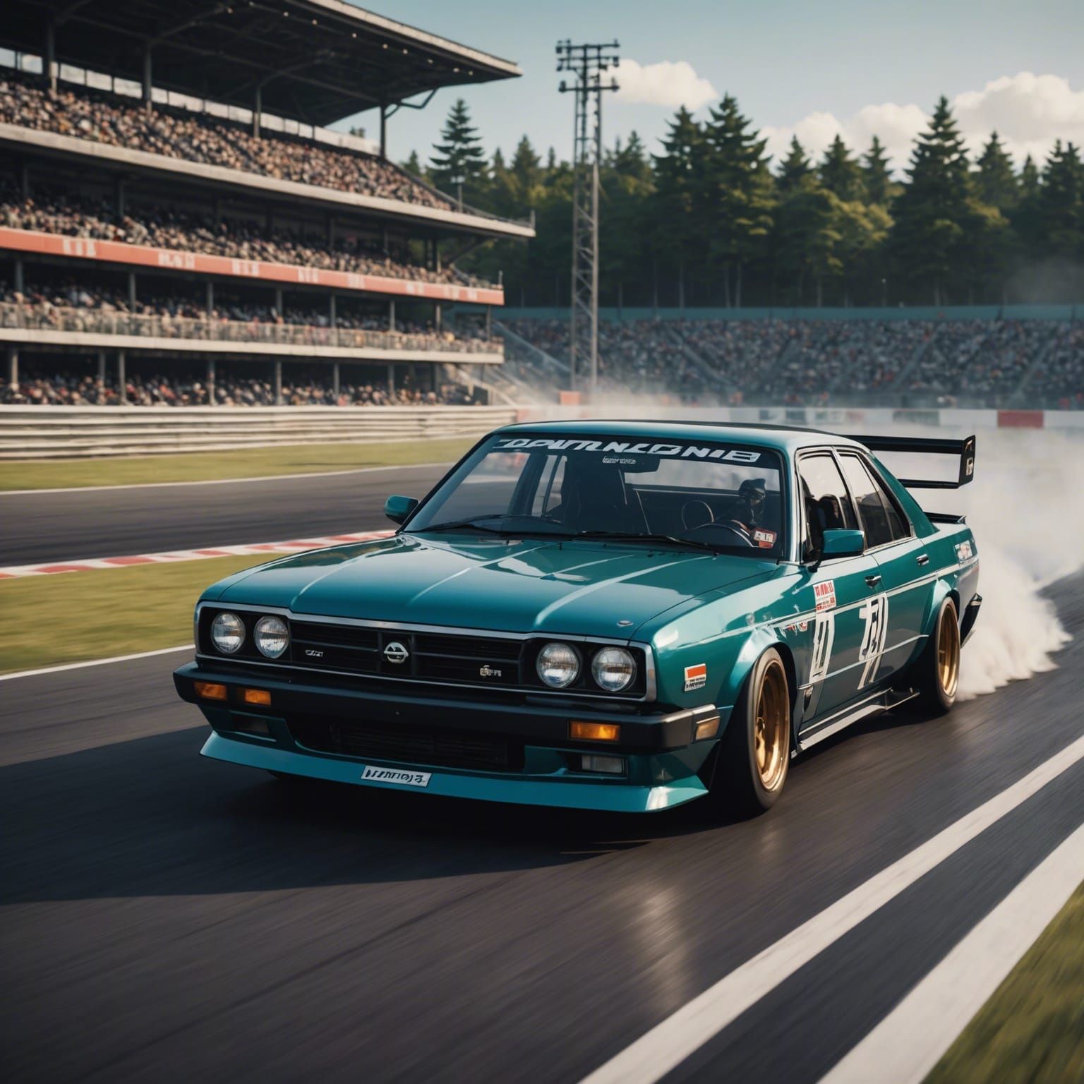 Nissan C33 Laurel Drifting on Japanese Racetrack