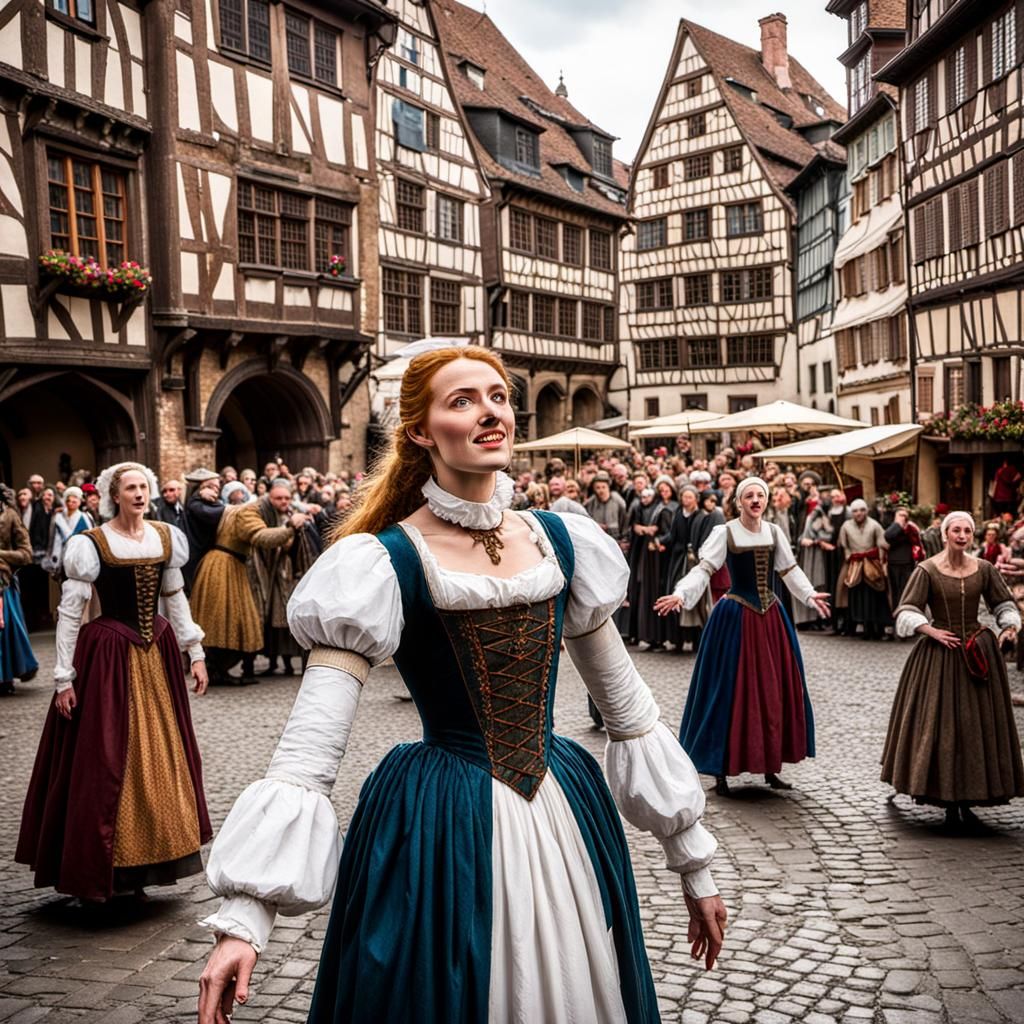 1518 Strasbourg Plague Outbreak: 3D Hyperrealistic Rendering