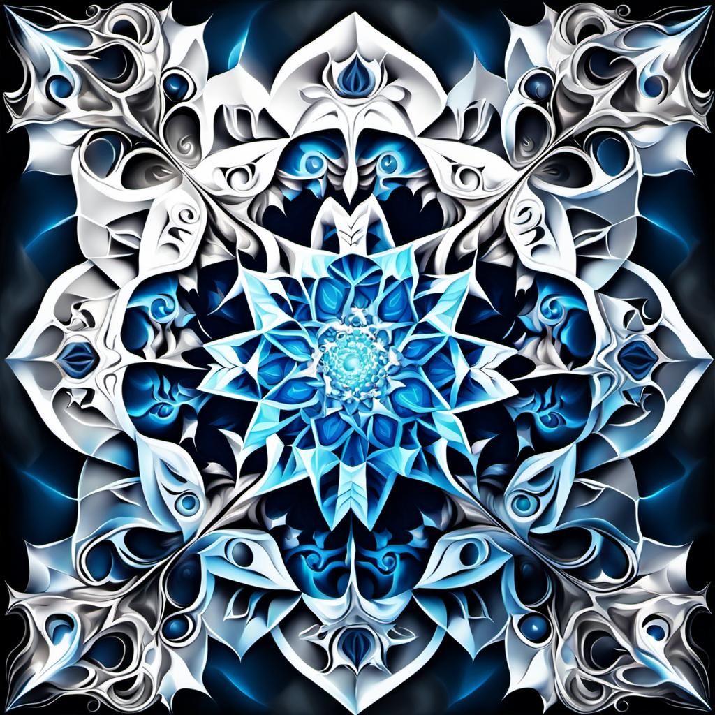 Platinum Fractal Mandala in Polygonal Symmetry