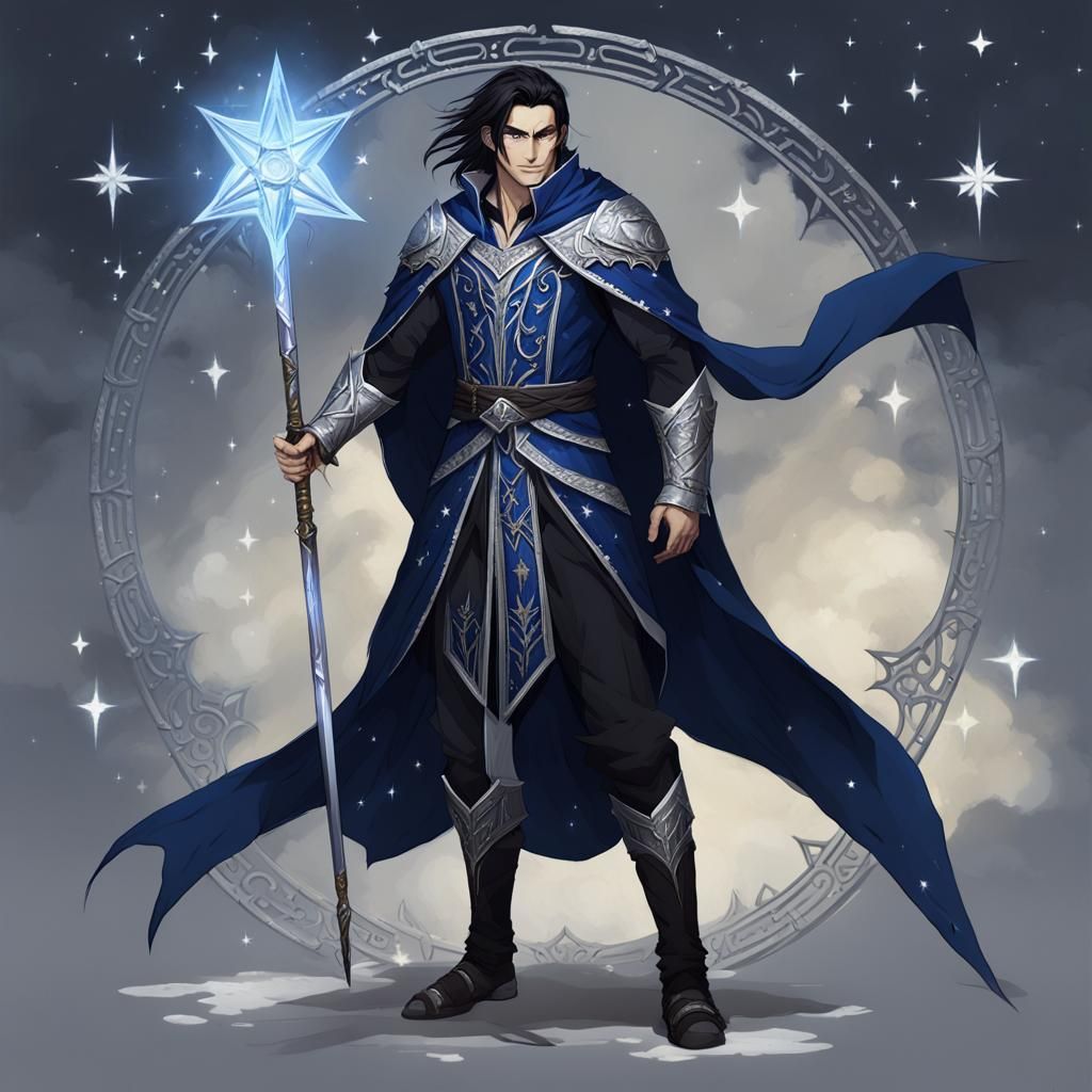 Half-Elf Warrior Mage with Star Cape