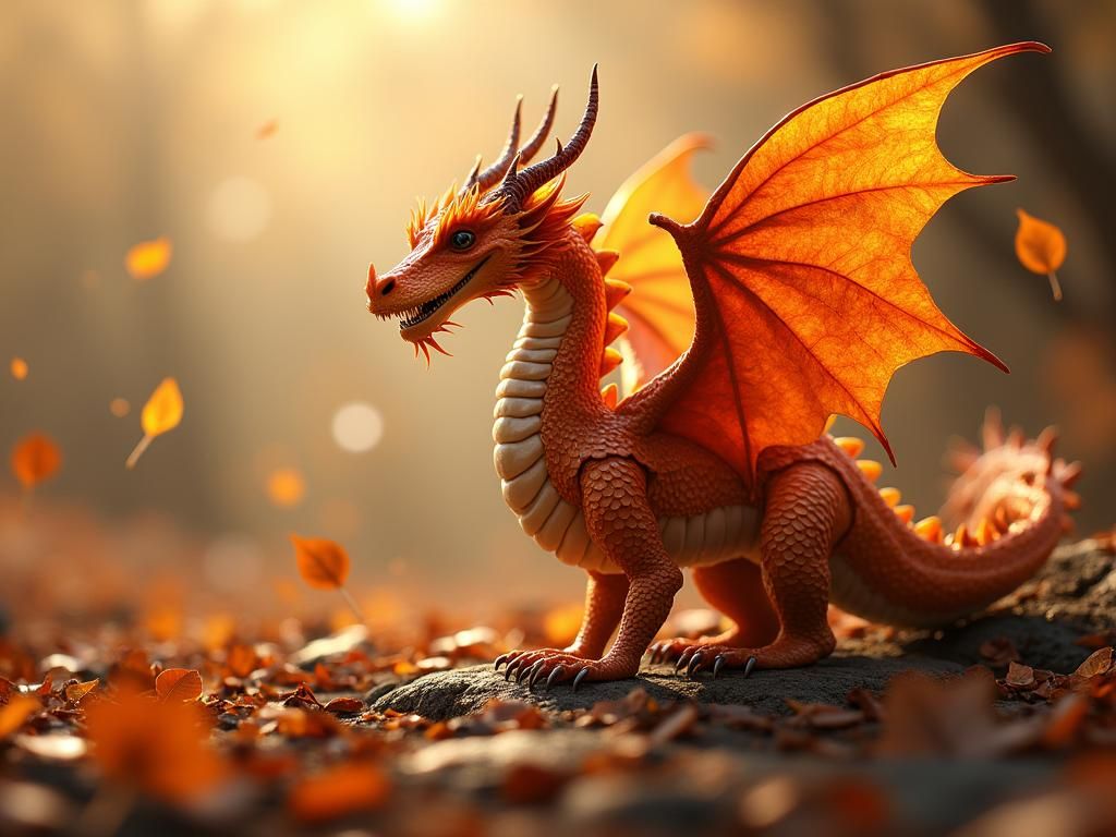 Autumn Leaf Dragon Digital Painting