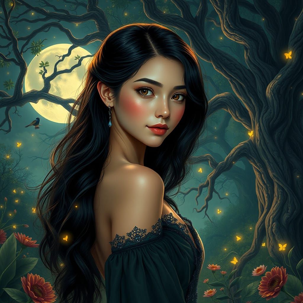 Ethereal Goddess in a Dreamlike Garden